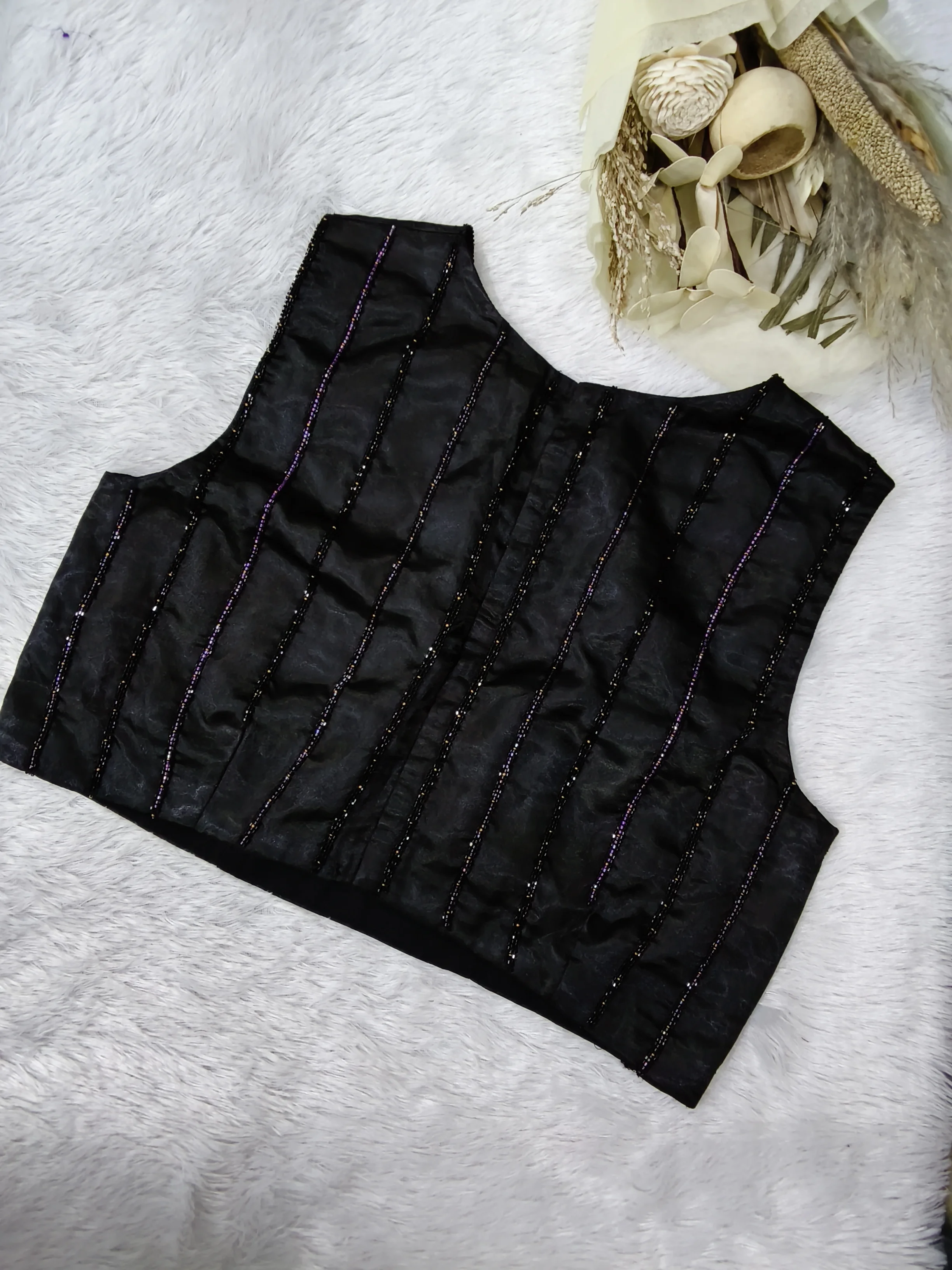 Sundari Sleeveless Black Blouse